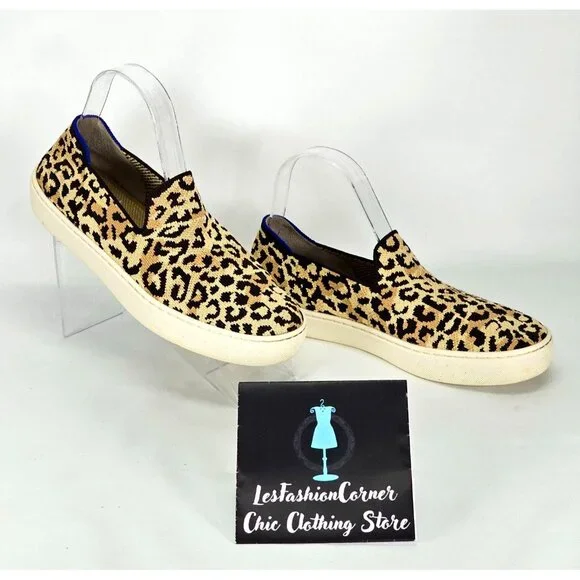 Rothy's Women's Leopard Cheetah Fabric The Sneaker Slip On Shoes Size 7.5 2119 - Picture 5 of 16